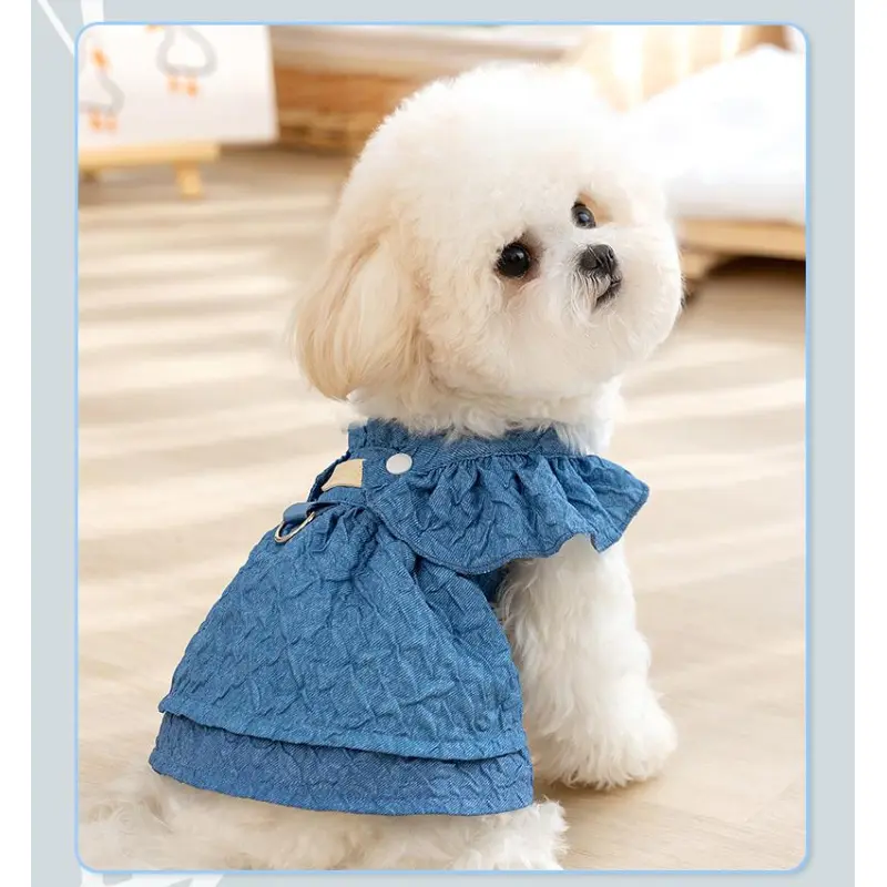 Denim Dress Cat Two-Legged Suspender Skirt Pet Dog Clothes