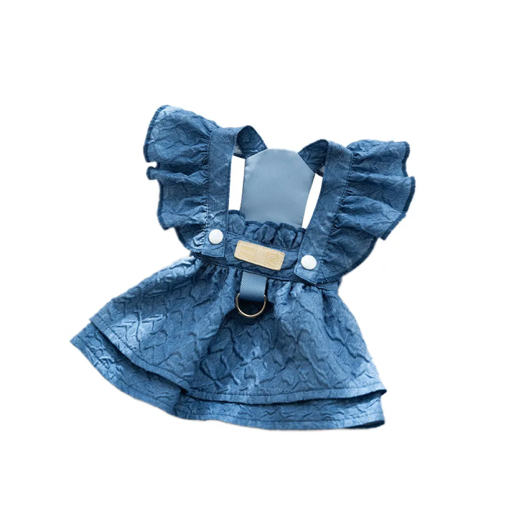 Denim Dress Cat Two-Legged Suspender Skirt Pet Dog Clothes