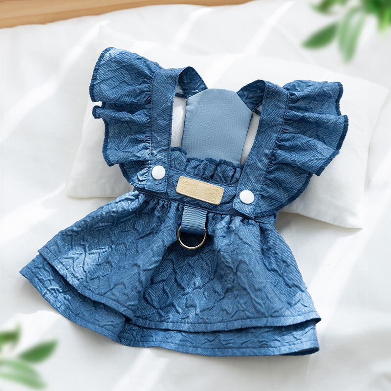 Denim Dress Cat Two-Legged Suspender Skirt Pet Dog Clothes