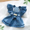 Denim Dress Cat Two-Legged Suspender Skirt Pet Dog Clothes