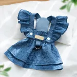 Denim Dress Cat Two-Legged Suspender Skirt Pet Dog Clothes