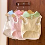 Macaron Contrast Lapel Casual T-Shirt Pet Clothes