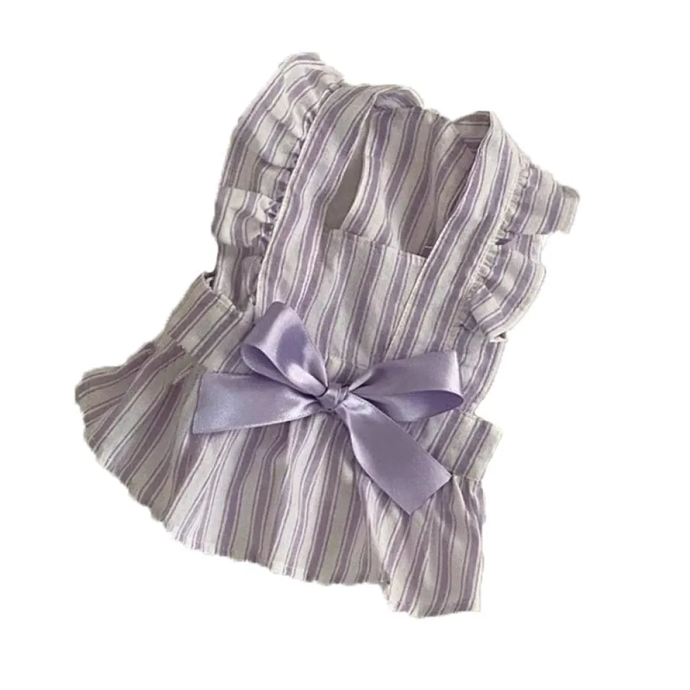 Princess Style Cute Flying Sleeve Striped Dress Pet Clothes