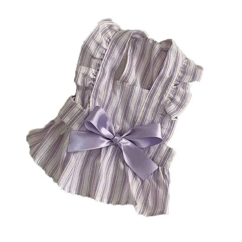 Princess Style Cute Flying Sleeve Striped Dress Pet Clothes
