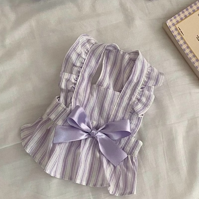 Princess Style Cute Flying Sleeve Striped Dress Pet Clothes