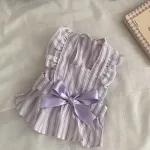 Princess Style Cute Flying Sleeve Striped Dress Pet Clothes