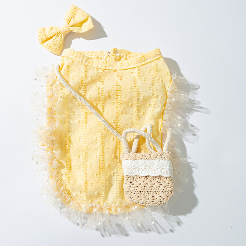 Princess Style Quiet Pastoral Woven Shoulder Bag Vest Pet Clothes