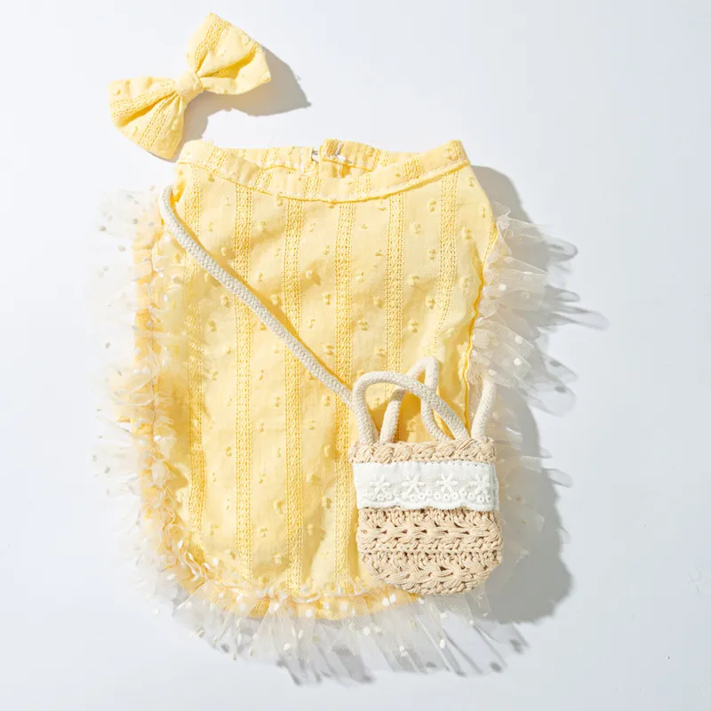 Princess Style Quiet Pastoral Woven Shoulder Bag Vest Pet Clothes