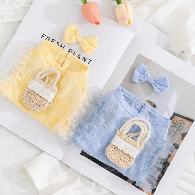 Princess Style Quiet Pastoral Woven Shoulder Bag Vest Pet Clothes 01