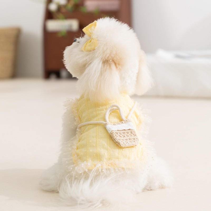 Princess Style Quiet Pastoral Woven Shoulder Bag Vest Pet Clothes