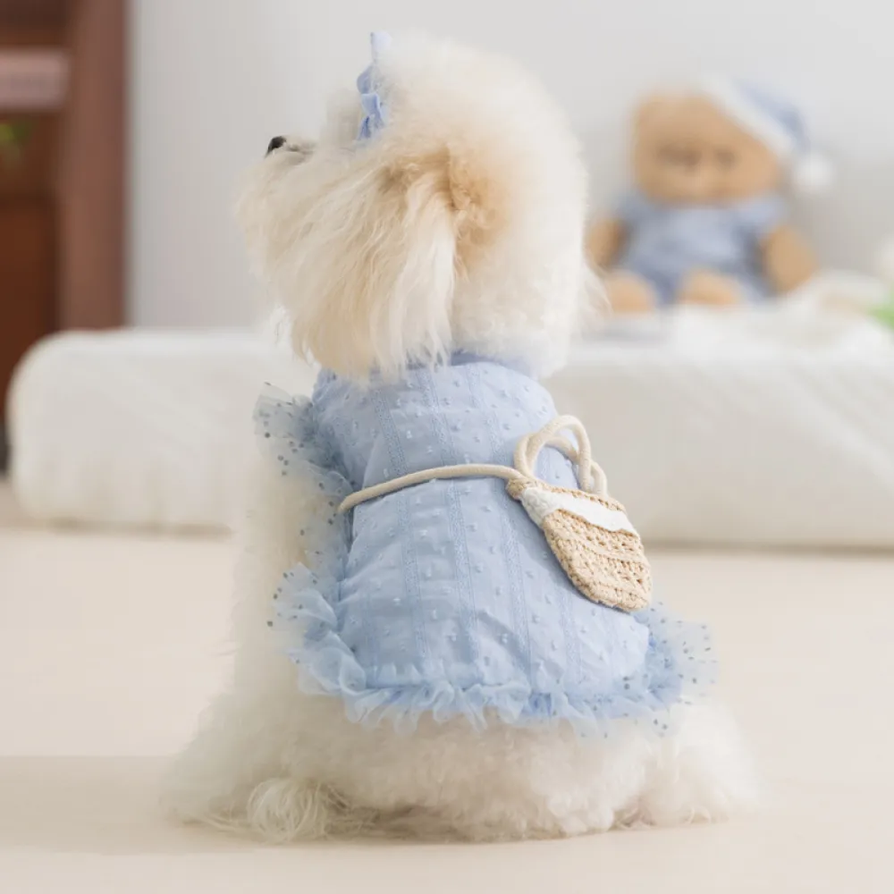 Princess Style Quiet Pastoral Woven Shoulder Bag Vest Pet Clothes