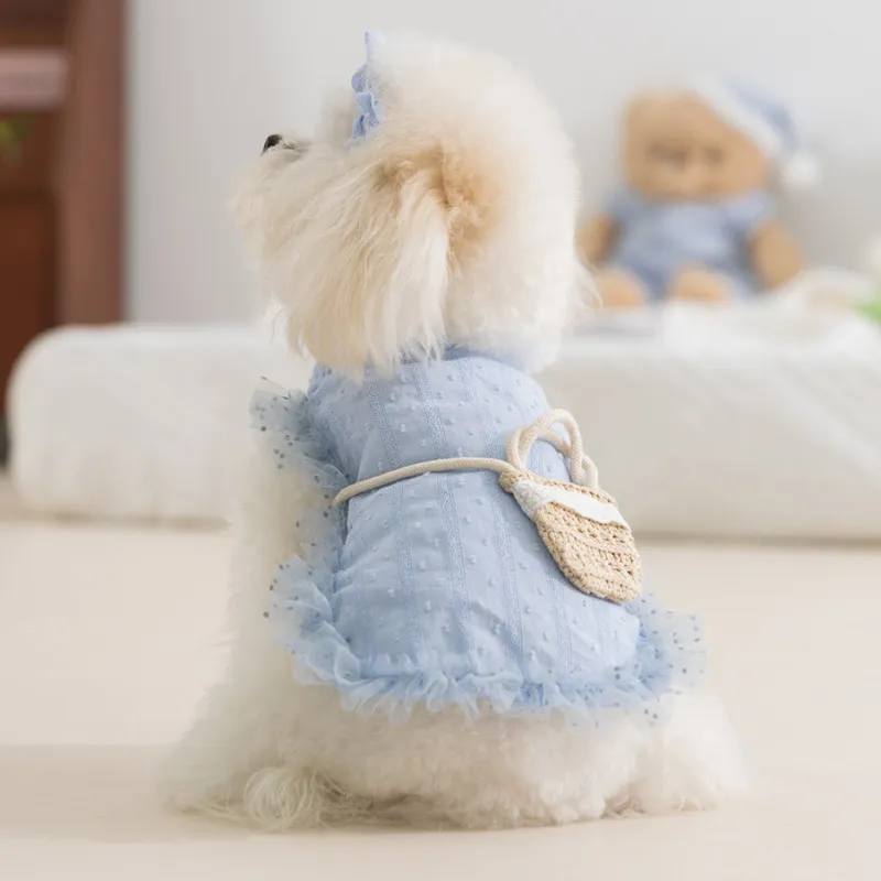 Princess Style Quiet Pastoral Woven Shoulder Bag Vest Pet Clothes