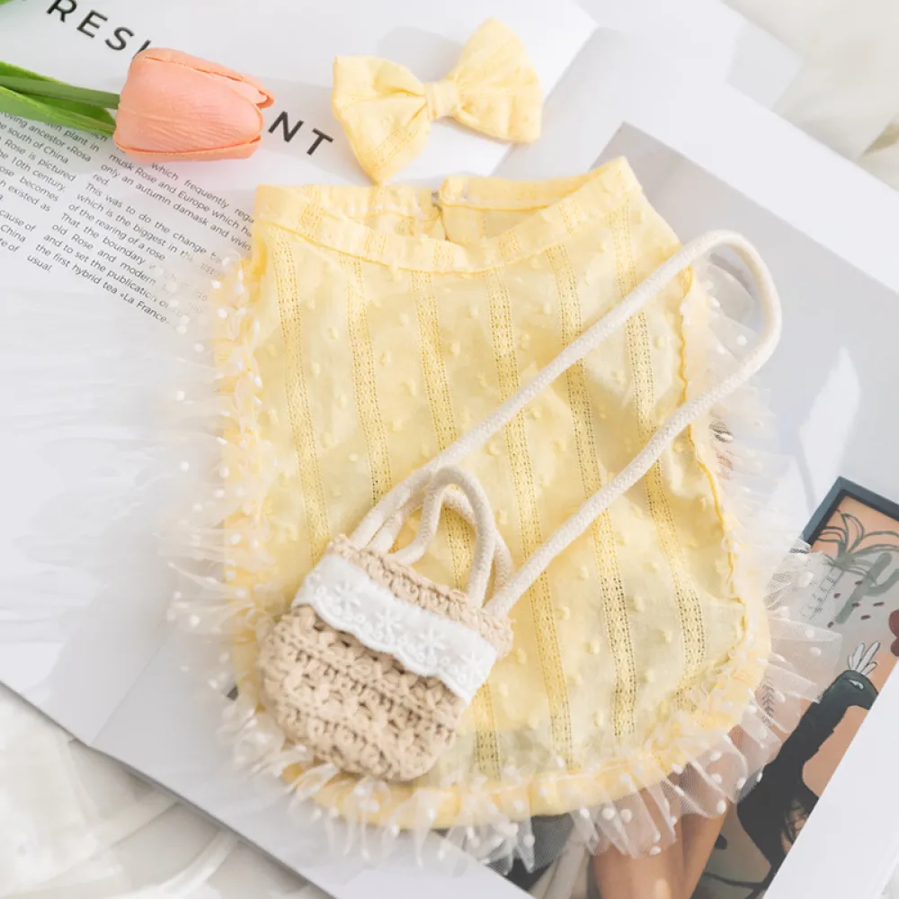 Princess Style Quiet Pastoral Woven Shoulder Bag Vest Pet Clothes