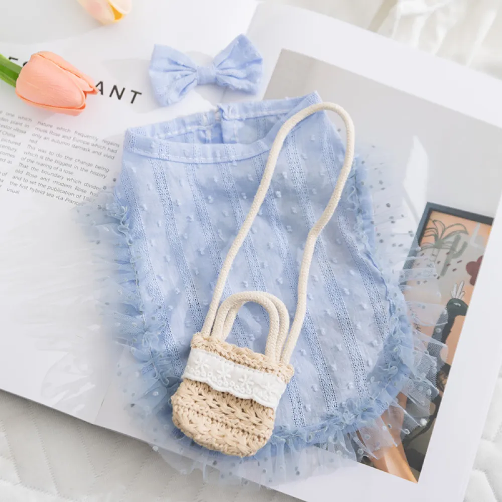 Princess Style Quiet Pastoral Woven Shoulder Bag Vest Pet Clothes