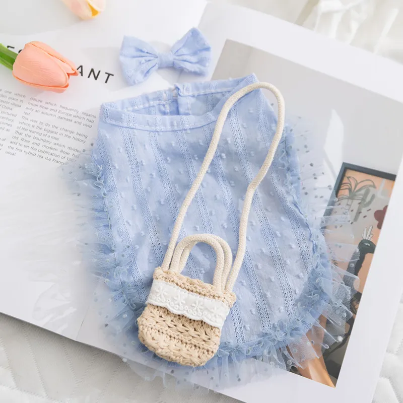 Princess Style Quiet Pastoral Woven Shoulder Bag Vest Pet Clothes