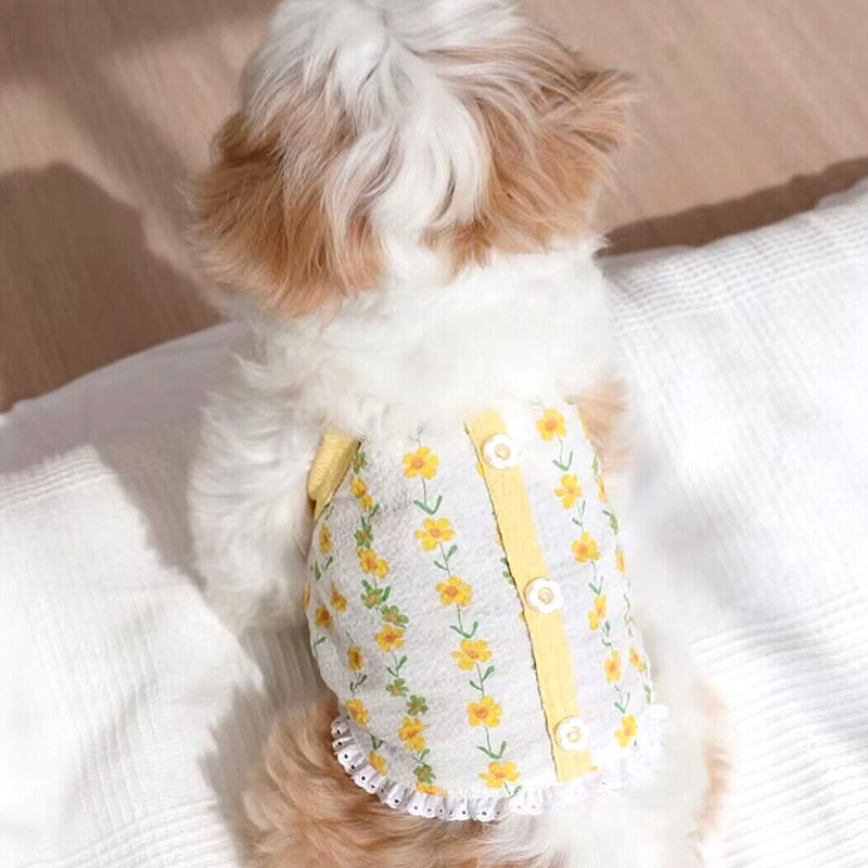 Small Fresh Flower Button Suspenders Pet Clothes
