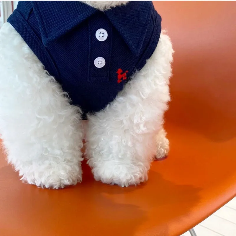 Solid Color Polo T-Shirt Breathable Two-Leg Vest Pet Clothes