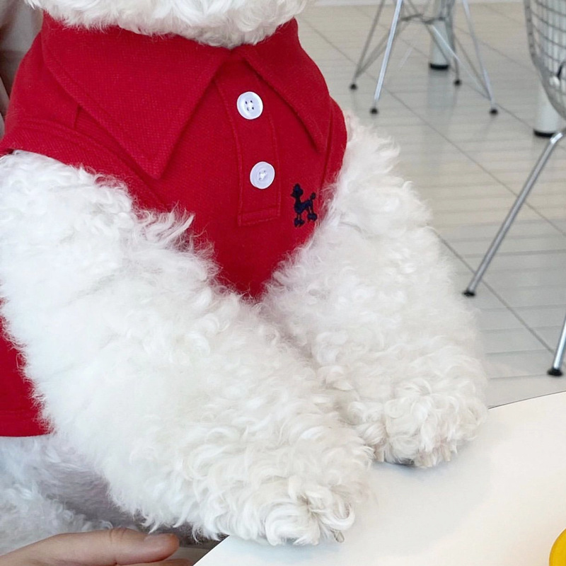 Solid Color Polo T-Shirt Breathable Two-Leg Vest Pet Clothes