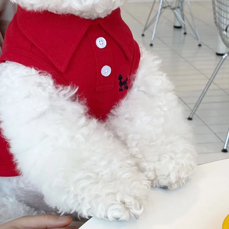 Solid Color Polo T-Shirt Breathable Two-Leg Vest Pet Clothes