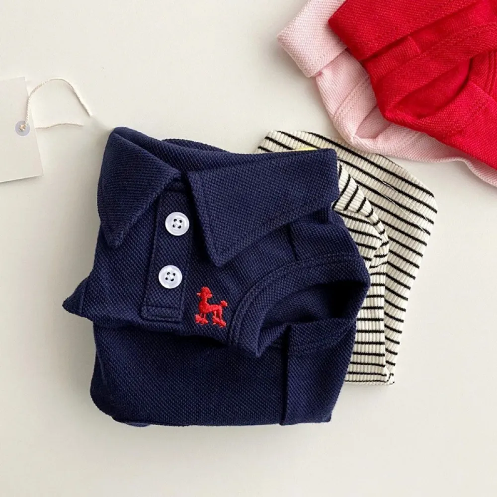 Solid Color Polo T-Shirt Breathable Two-Leg Vest Pet Clothes