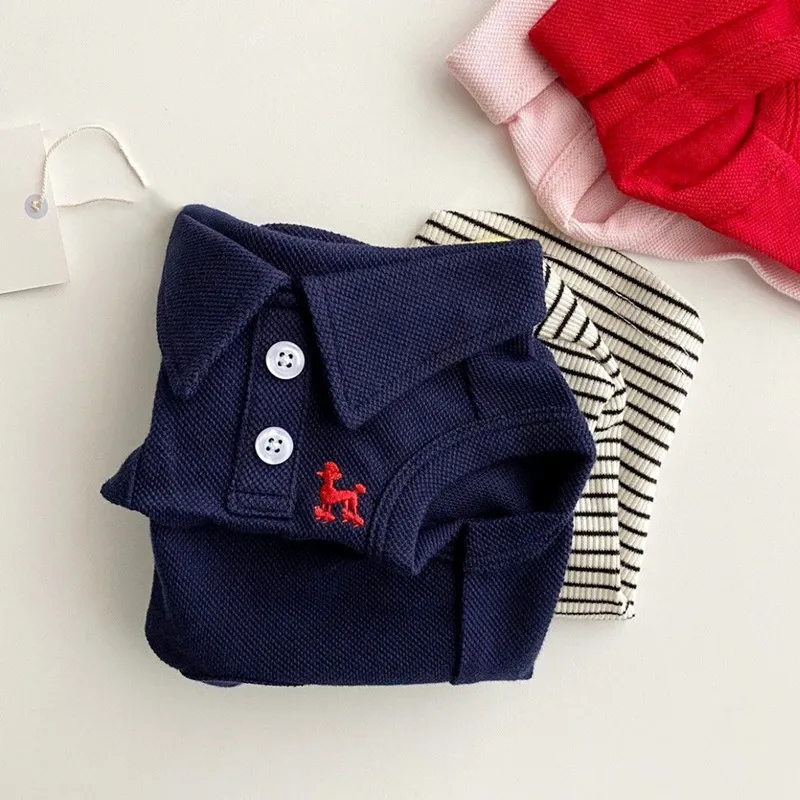 Solid Color Polo T-Shirt Breathable Two-Leg Vest Pet Clothes