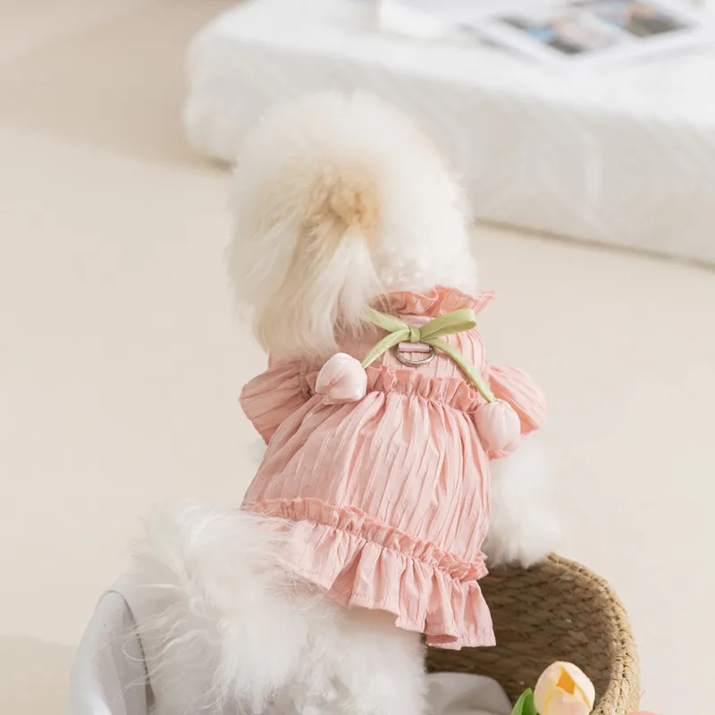 Tulip Pleated Dress Princess Style Ladies Cat Pet Clothes