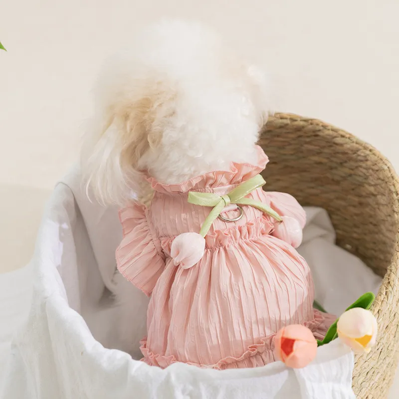 Tulip Pleated Dress Princess Style Ladies Cat Pet Clothes