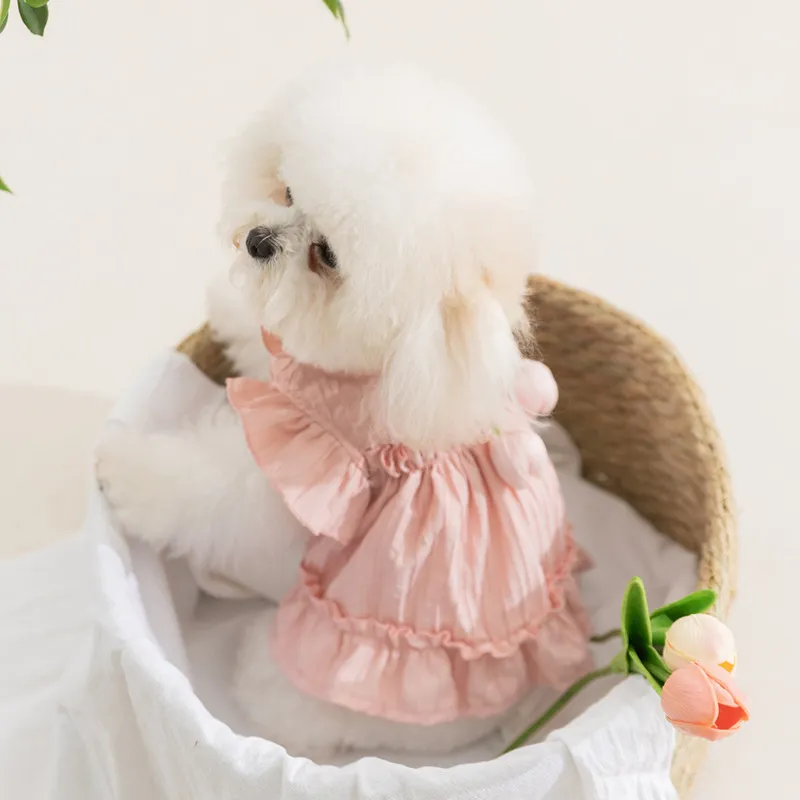 Tulip Pleated Dress Princess Style Ladies Cat Pet Clothes