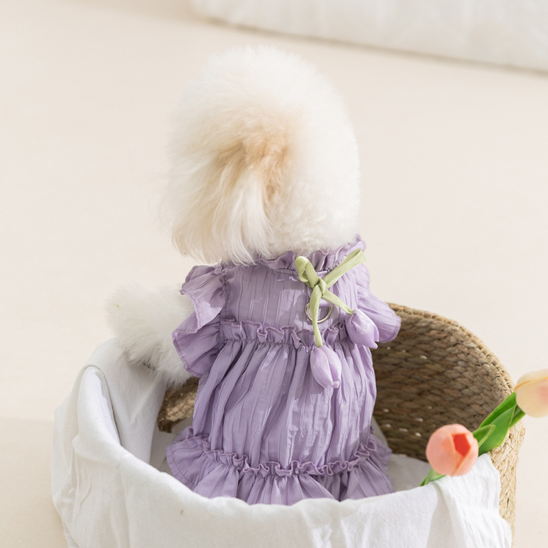 Tulip Pleated Dress Princess Style Ladies Cat Pet Clothes