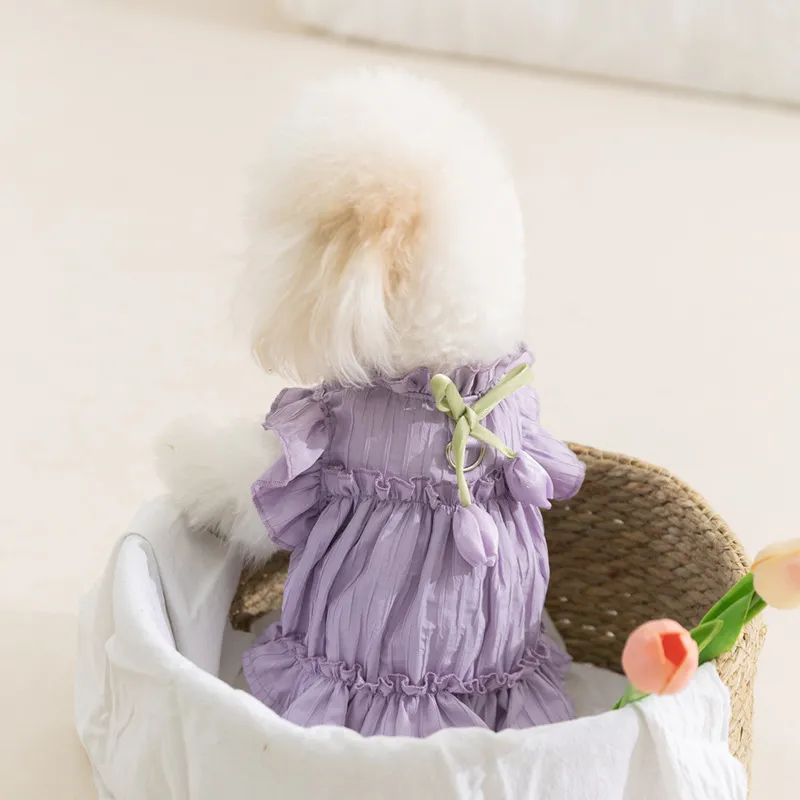 Tulip Pleated Dress Princess Style Ladies Cat Pet Clothes