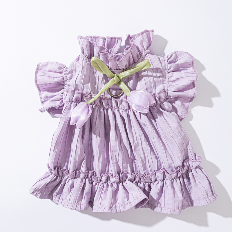 Tulip Pleated Dress Princess Style Ladies Cat Pet Clothes