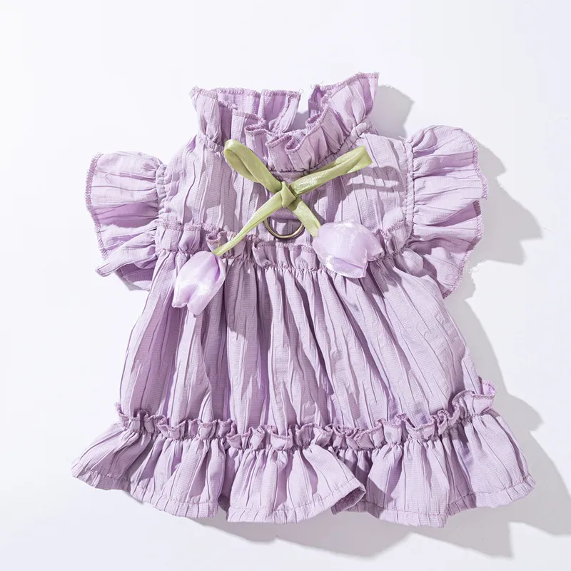 Tulip Pleated Dress Princess Style Ladies Cat Pet Clothes
