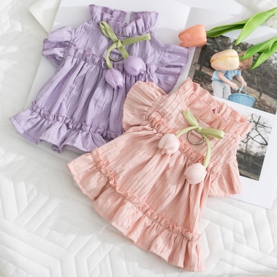 Tulip Pleated Dress Princess Style Ladies Cat Pet Clothes 01