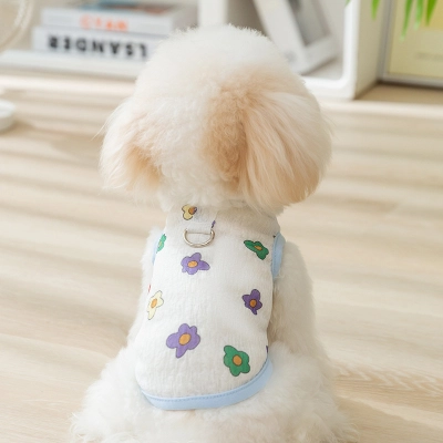 Cute Full-Print Flower Mesh Traction Vest Pet Clothes 02