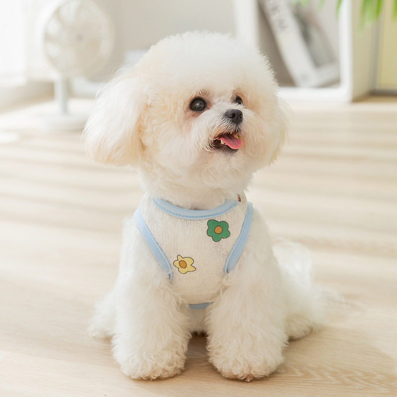 Cute Full-Print Flower Mesh Traction Vest Pet Clothes