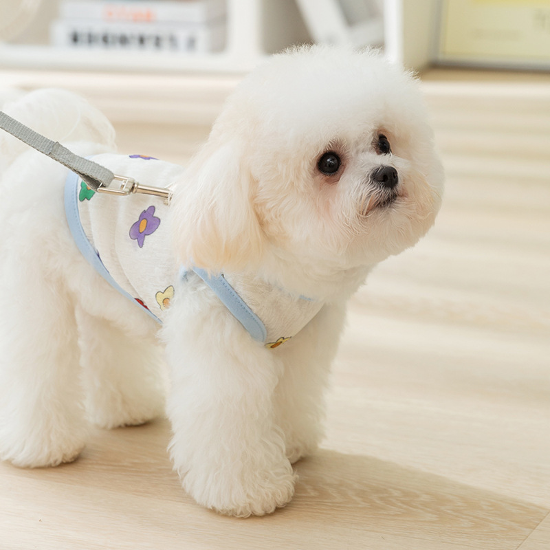 Cute Full-Print Flower Mesh Traction Vest Pet Clothes