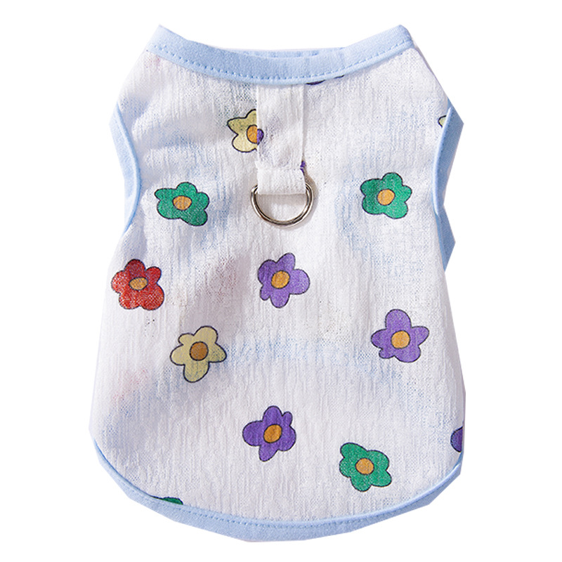 Cute Full-Print Flower Mesh Traction Vest Pet Clothes