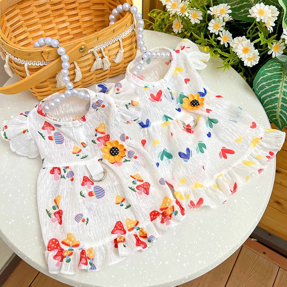 Can Pull Out Mushroom Heart Summer Breathable Dress