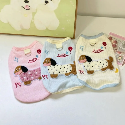 Cute Colorful Sausage Dog Vest With Traction Buckle 01