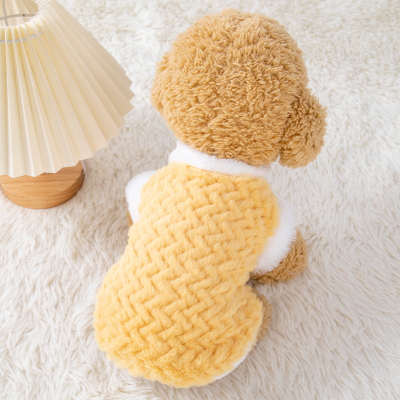 Puppy Clothes Winter Solid Fried Dough Twists Short Sleeve