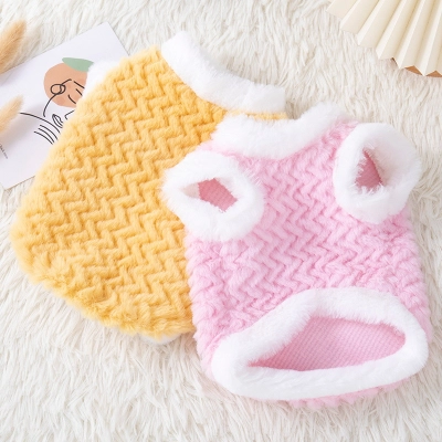 Puppy Clothes Winter Solid Fried Dough Twists Short Sleeve 01