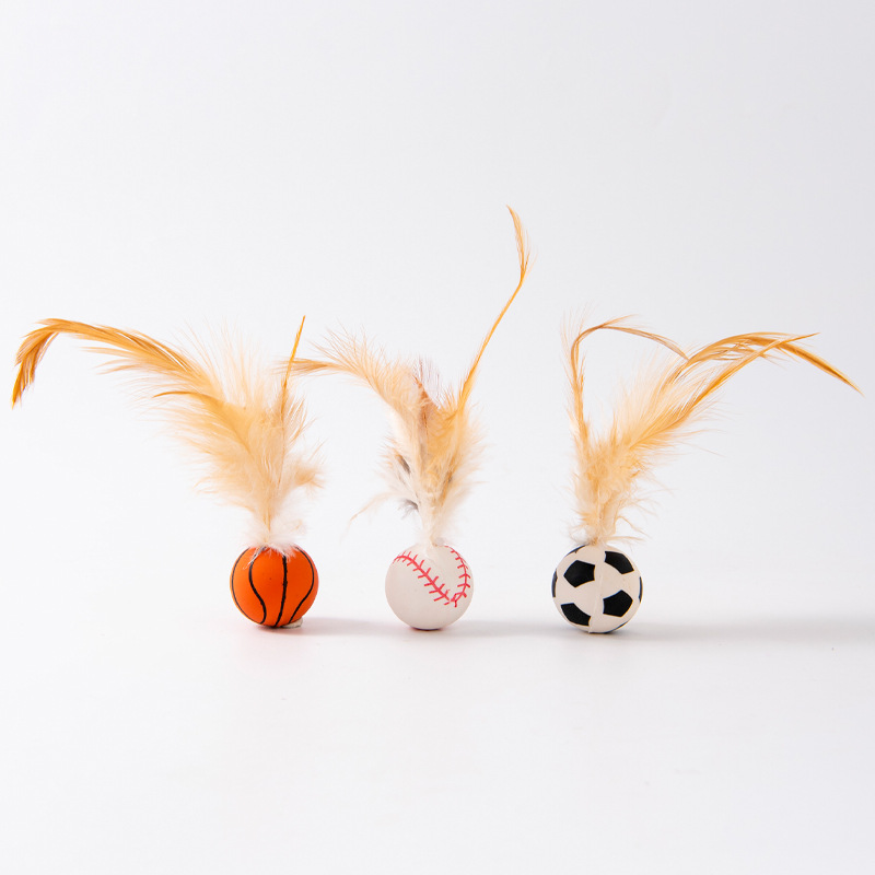 Teasing Cat Toy Feather Elastic Ball