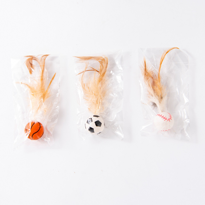 Teasing Cat Toy Feather Elastic Ball