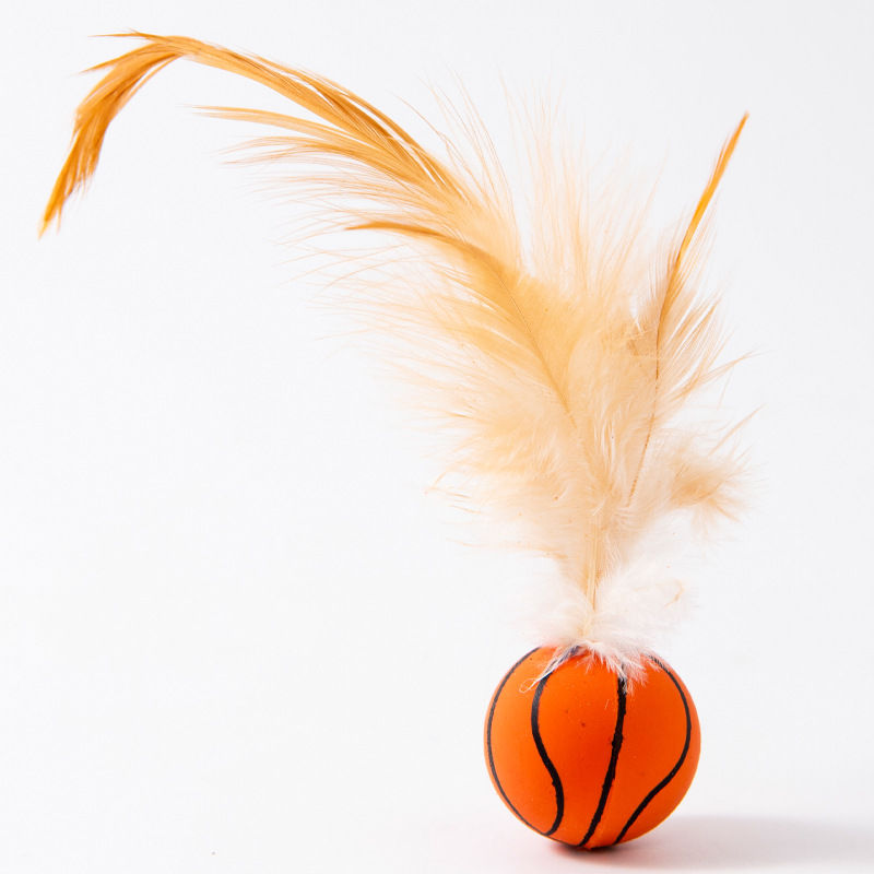 Teasing Cat Toy Feather Elastic Ball