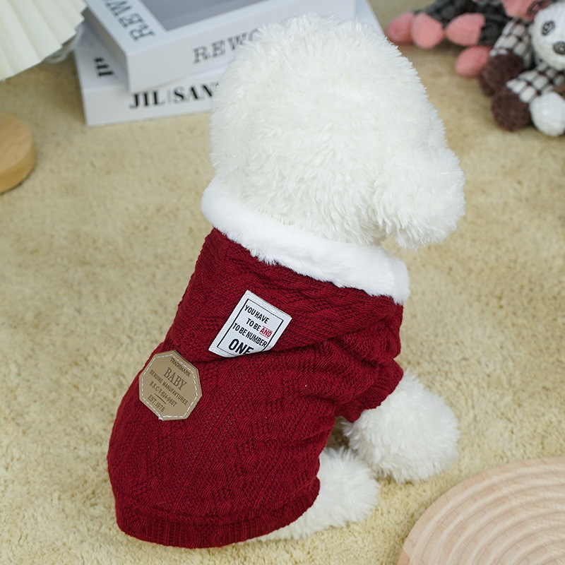 Dog Autumn And Winter Fleece Warm Hooded Vest