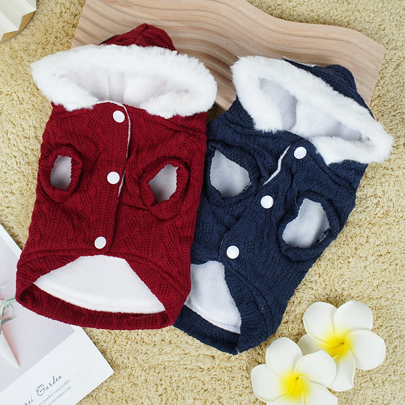 Dog Autumn And Winter Fleece Warm Hooded Vest