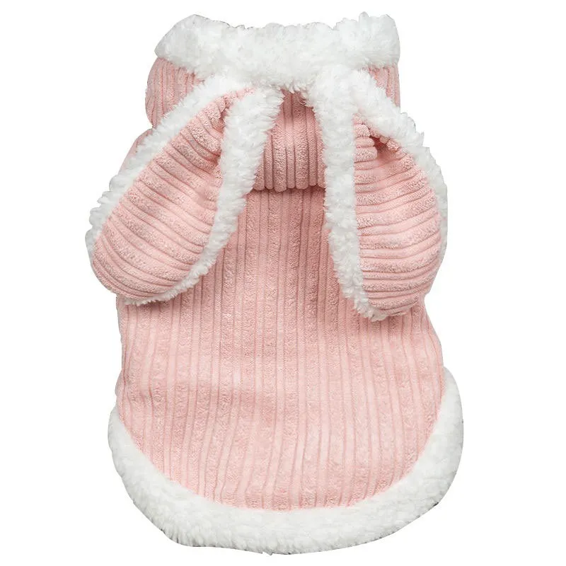 Dog Autumn And Winter Warm Corduroy Long Ear Rabbit Two Foot Clothes