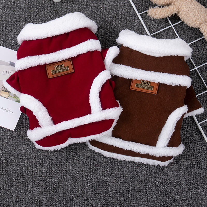 Dog'S Autumn And Winter Warm And Plush Thick Two Legged Vest