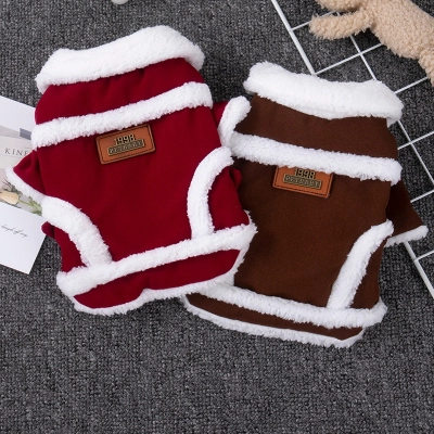Dog'S Autumn And Winter Warm And Plush Thick Two Legged Vest 01