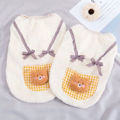 Pet Autumn And Winter Plush Pocket Teddy Bear Vest 01